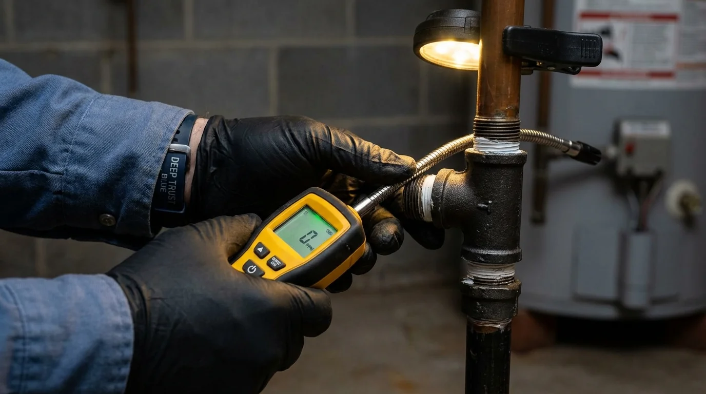 Gas leak detection with electronic sniffer by Johns Plumbing LLC in Arnett