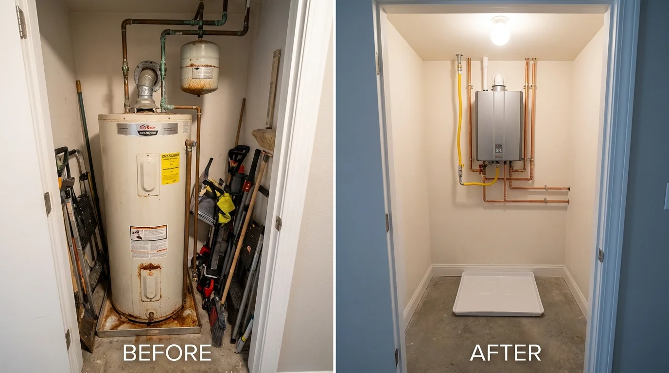 Tank water heater versus wall-mounted tankless unit comparison for Arnett, OK homeowners