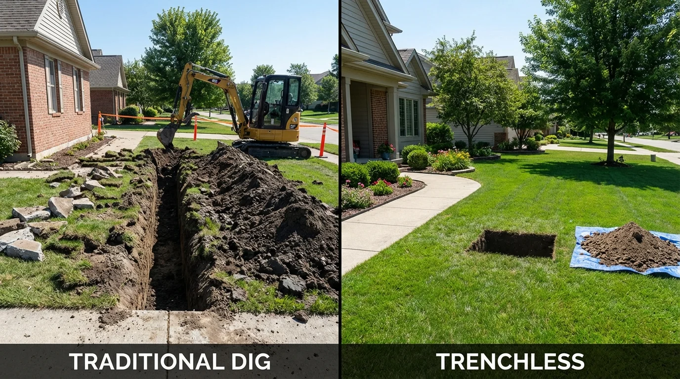 Trenchless sewer repair with minimal yard damage versus traditional excavation in Arnett, OK